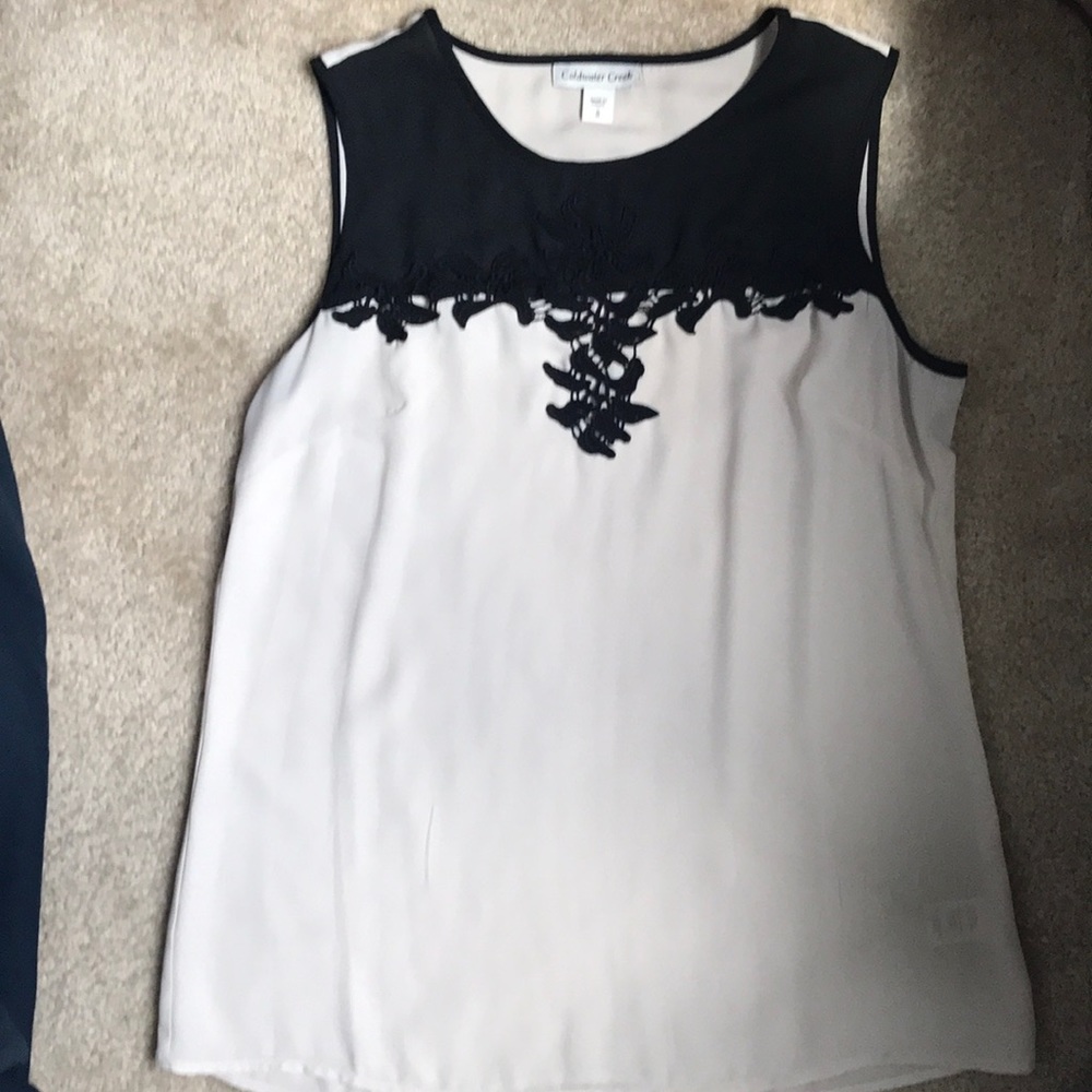 Black & Cream Lace-detail Blouse